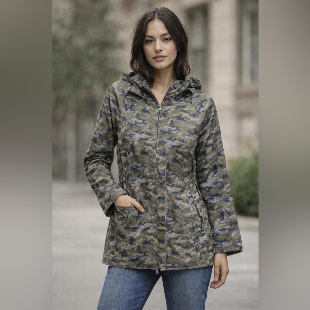 Anatomie Kenya Camo Print Cotton Hooded Long‎ Fit Jacket